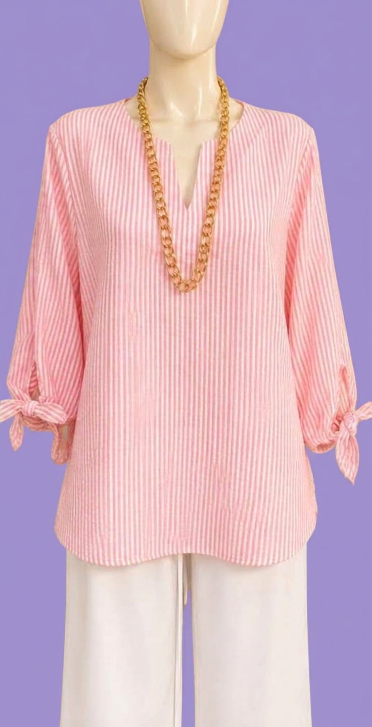 Blusa Rayas Rosas & Distinción