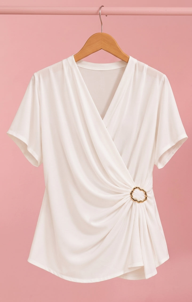 Blusa Blanca Cruzada & Estilo